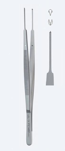 Пінцети, хірургічні, "Gerald", для тканин, делікатні, прямі, кінчик 1,4 мм, зубці 1 х 2, загальна довжина 175 мм. Бренд - Asanus Medizintechnik Gmb, Німеччина